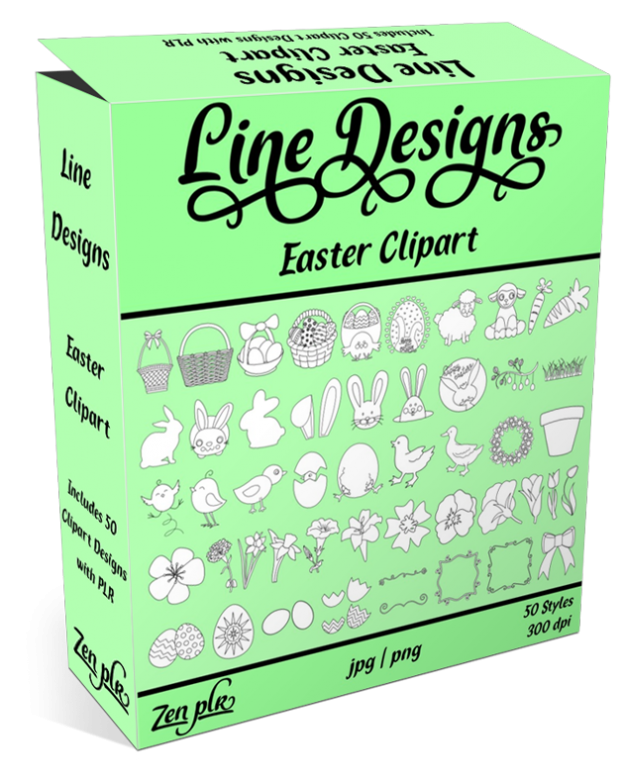 Zen PLR Line Designs Easter Clipart Product Cover