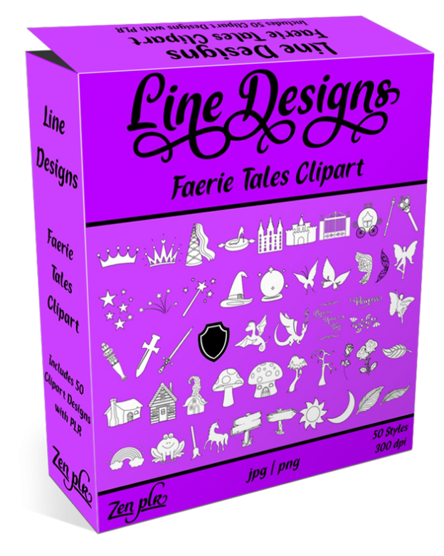 Zen PLR Line Designs Faerie Tales Clipart Product Cover