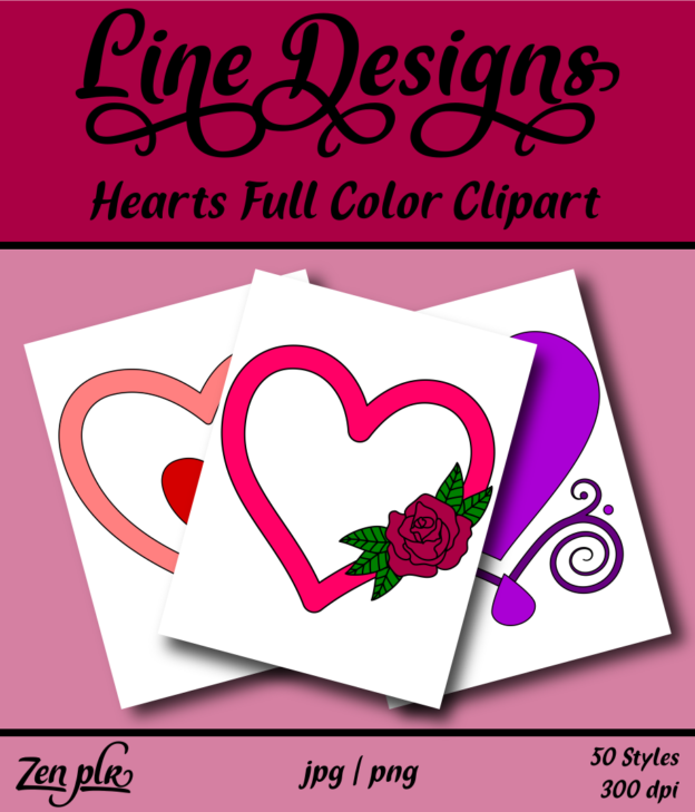 Zen PLR Line Designs Hearts Full Color Front Cover