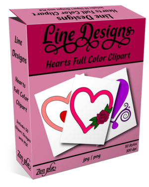 Zen PLR Line Designs Hearts Full Color Product Cover