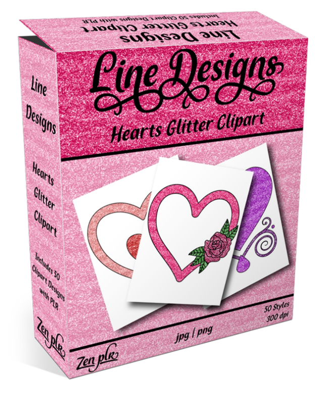 Zen PLR Line Designs Hearts Glitter Product Cover