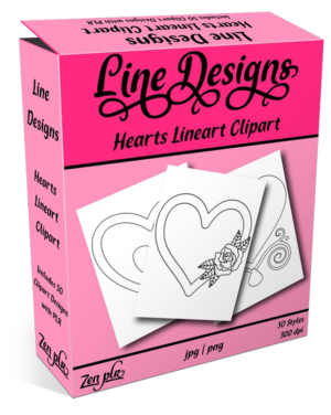 Zen PLR Line Designs Hearts Lineart Product Cover