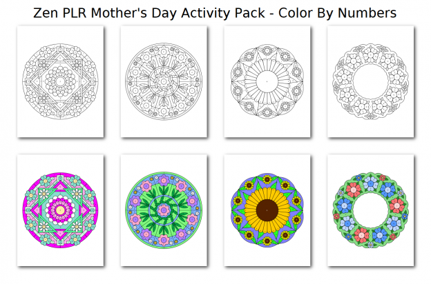 Zen PLR Mothers Day Activity Pack Color By Numbers