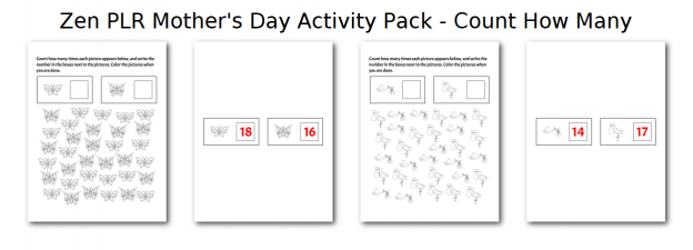 Zen PLR Mothers Day Activity Pack Count How Many