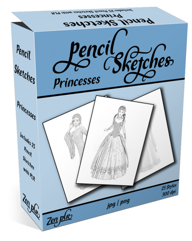 Zen PLR Pencil Sketches Princesses Product Cover