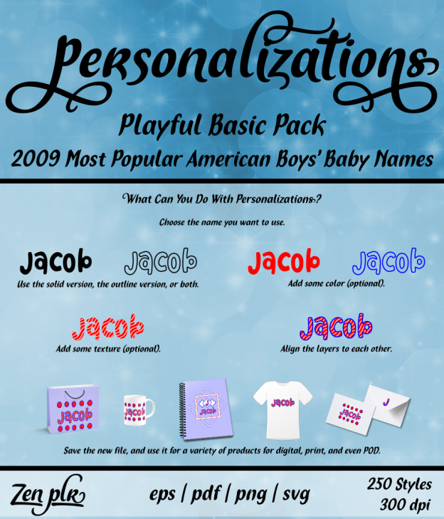 Zen PLR Personalizations Playful 2009 Basic Boys Front Cover