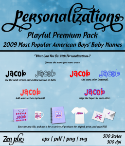 Zen PLR Personalizations Playful 2009 Premium Boys Front Cover