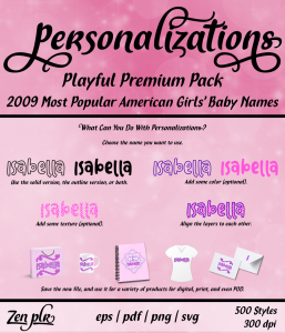 Zen PLR Personalizations Playful 2009 Premium Girls Front Cover
