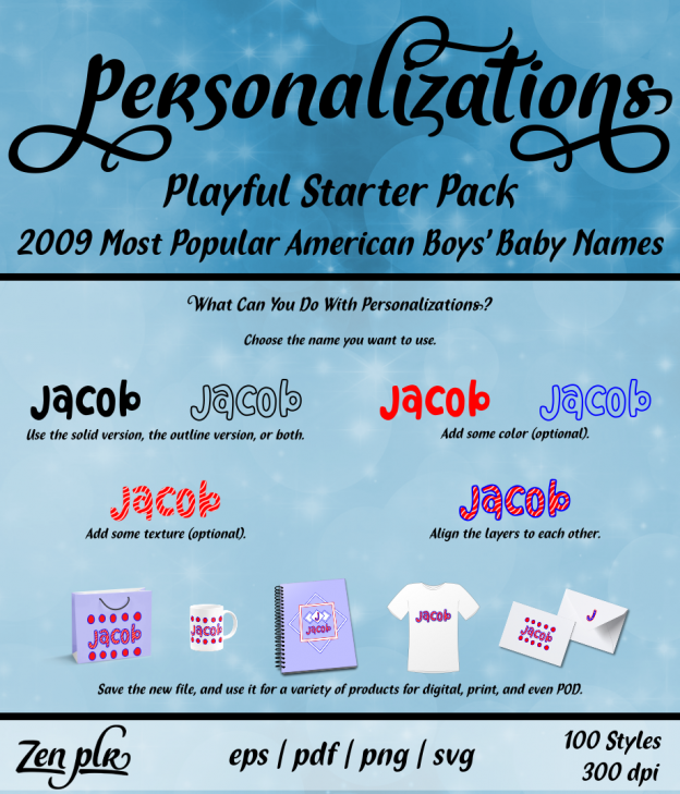 Zen PLR Personalizations Playful 2009 Starter Boys Front Cover