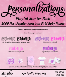 Zen PLR Personalizations Playful 2009 Starter Girls Front Cover