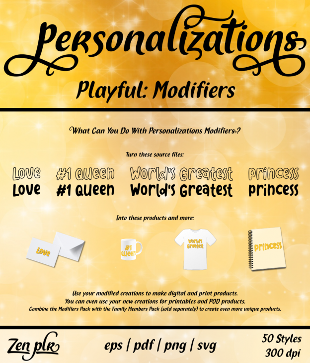 Zen PLR Personalizations Playful Modifiers Front Cover