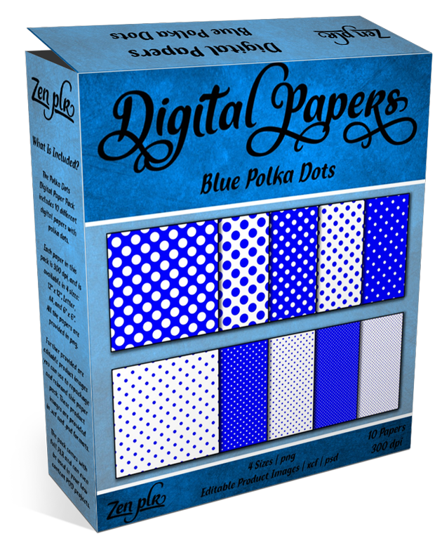 Zen PLR Polka Dots Digital Papers Blue Product Cover