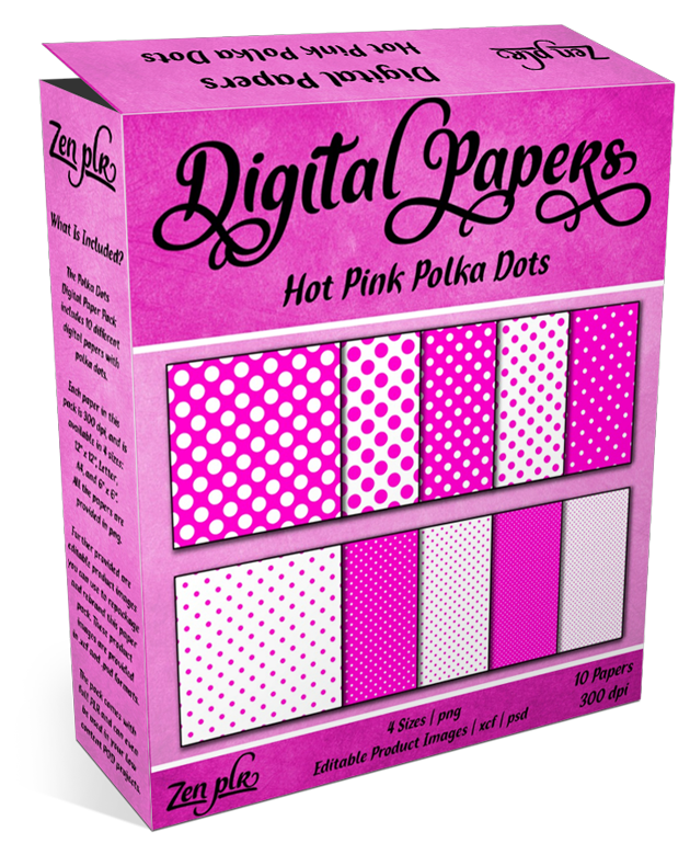 Zen PLR Polka Dots Digital Papers Hot Pink Product Cover