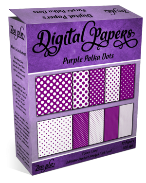 Zen PLR Polka Dots Digital Papers Purple Product Cover