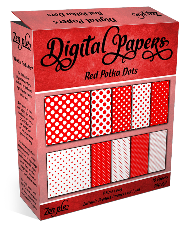 Zen PLR Polka Dots Digital Papers Red Product Cover
