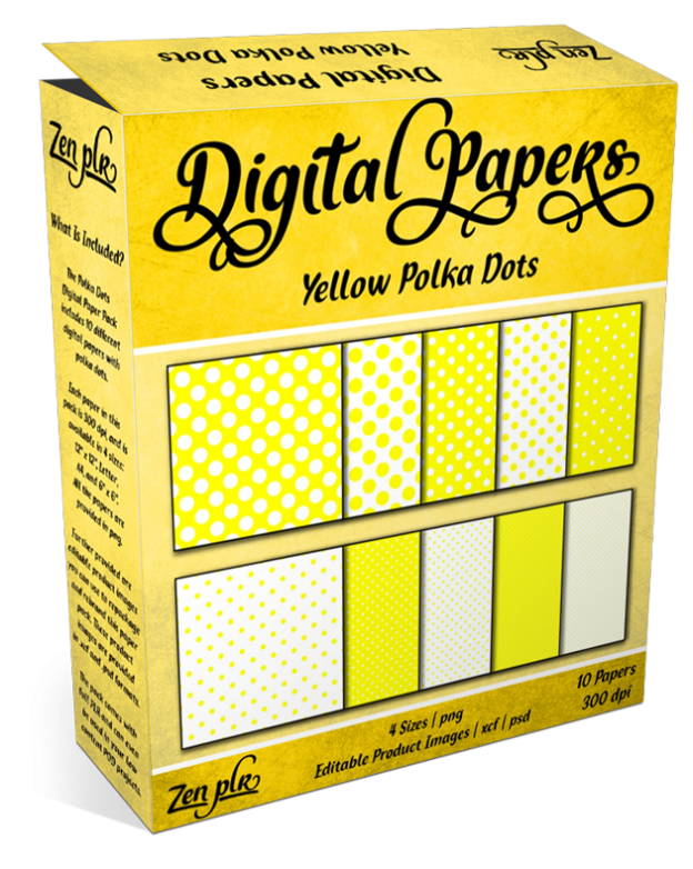 Zen PLR Polka Dots Digital Papers Yellow Product Cover