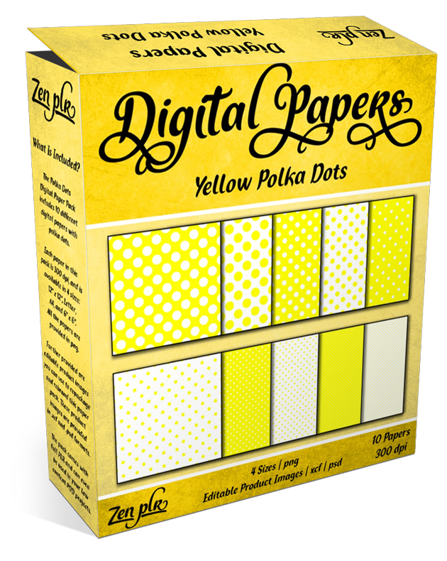 Zen PLR Polka Dots Digital Papers Yellow Product Cover