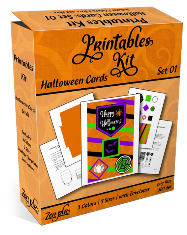 Zen PLR Printables Kit Halloween Cards Product Cover
