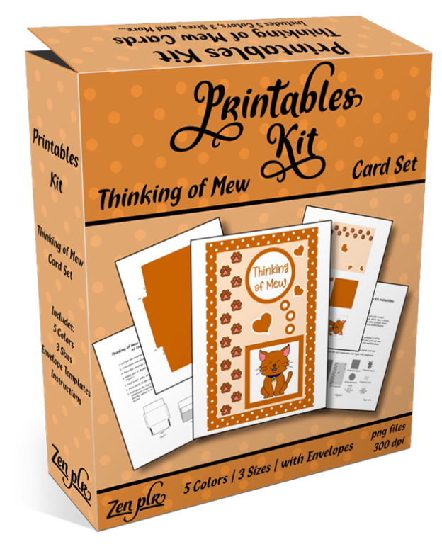 Zen PLR Printables Kit Thinking of Mew Cards Product Cover