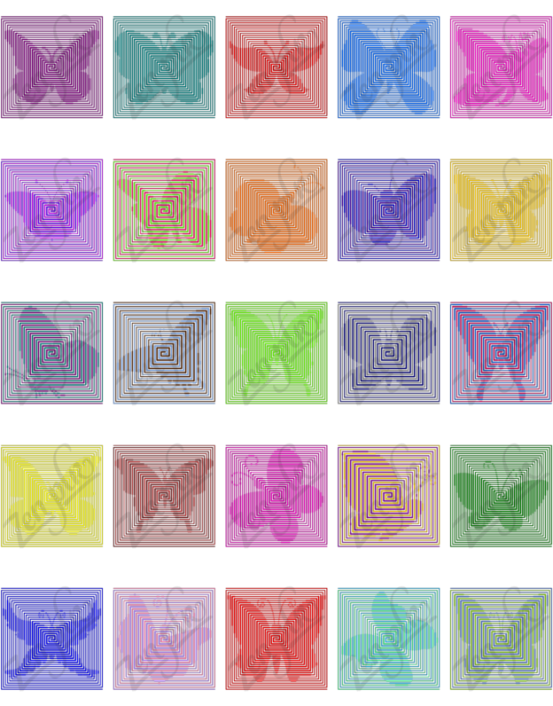 Zen PLR Spiroglyphs Butterflies All Square Color