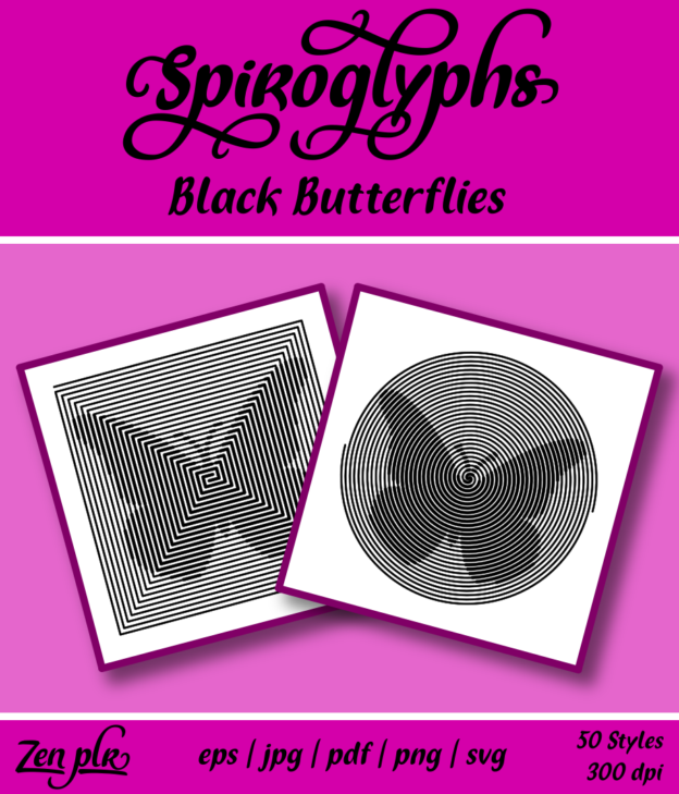 Zen PLR Spiroglyphs Butterflies Black Front Cover