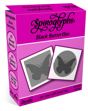 Zen PLR Spiroglyphs Butterflies Black Product Cover