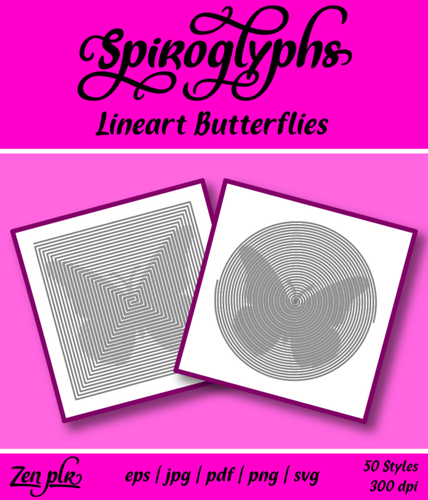 Zen PLR Spiroglyphs Butterflies Lineart Front Cover