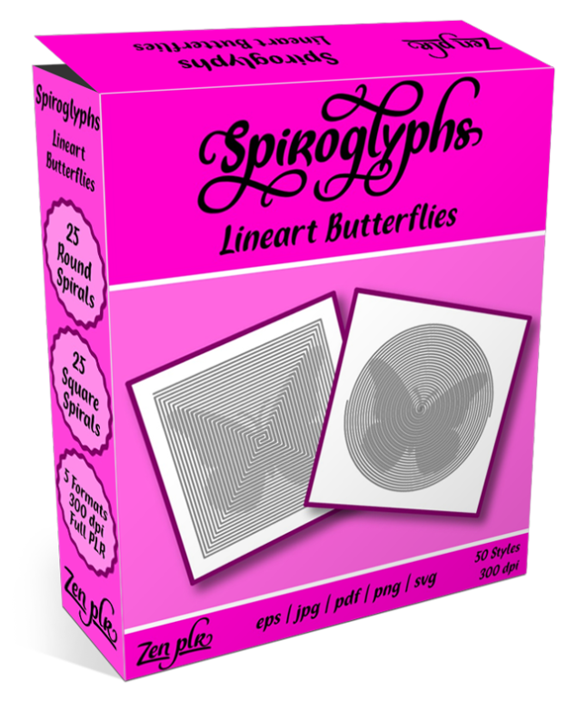 Zen PLR Spiroglyphs Butterflies Lineart Product Cover