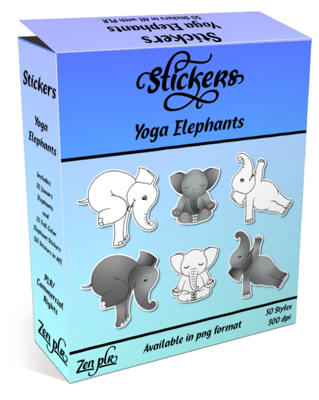 Zen PLR Stickers Yoga Elephants Product Cover