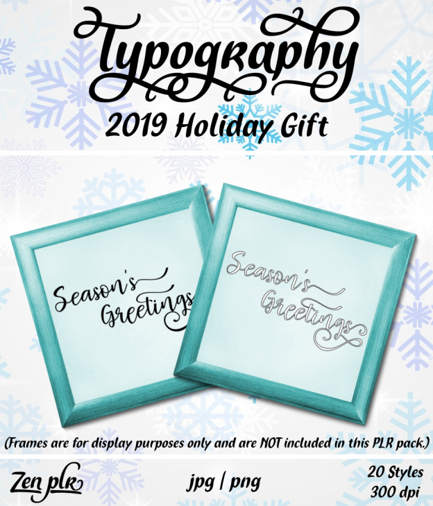 Zen PLR Typography 2019 Holiday Gift Wordart Front Cover