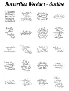 Zen PLR Typography Butterflies Wordart Outline