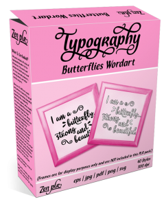 Zen PLR Typography Butterflies Wordart Product Cover