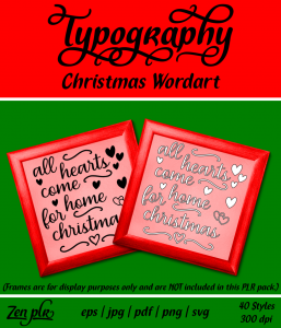 Zen PLR Typography Christmas Wordart Front Cover