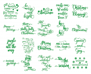 Zen PLR Typography Christmas Wordart Green Glitter