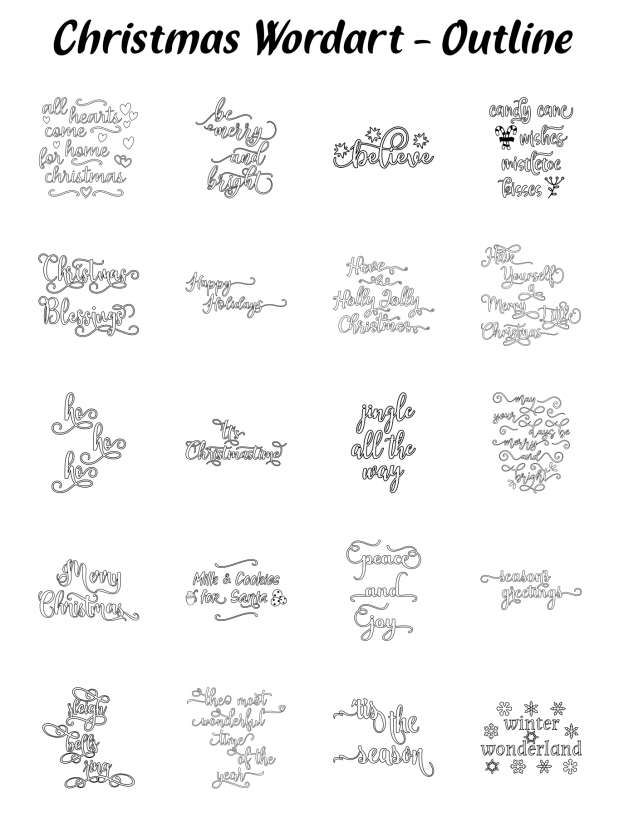 Zen PLR Typography Christmas Wordart Outline