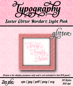 Zen PLR Typography Easter Glitter Wordart Light Pink Front Cover