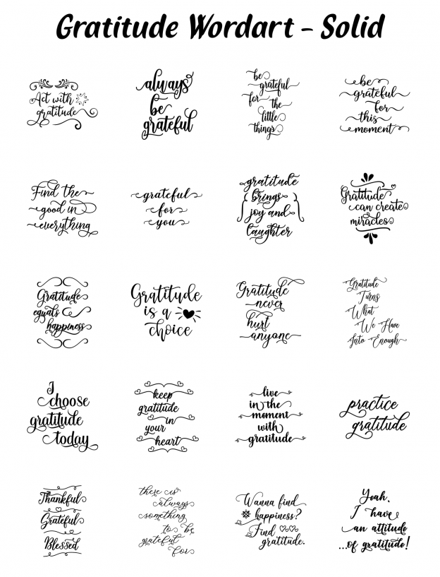 Zen PLR Typography Gratitude Wordart Solid