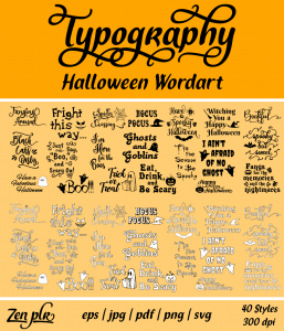 Zen PLR Typography Halloween Wordart Front Cover