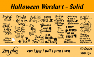 Zen PLR Typography Halloween Wordart Solid
