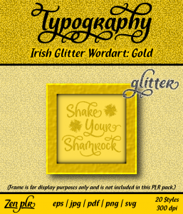 Zen PLR Typography Irish Glitter Wordart Gold Front Cover