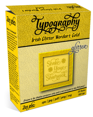 Zen PLR Typography Irish Glitter Wordart Gold Product Cover
