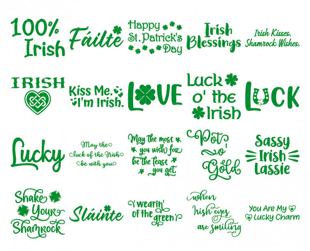 Zen PLR Typography Irish Glitter Wordart Green