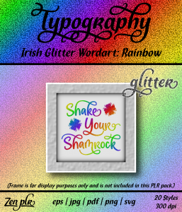 Zen PLR Typography Irish Glitter Wordart Rainbow Front Cover