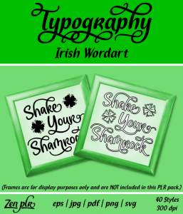 Zen PLR Typography Irish Wordart Front Cover