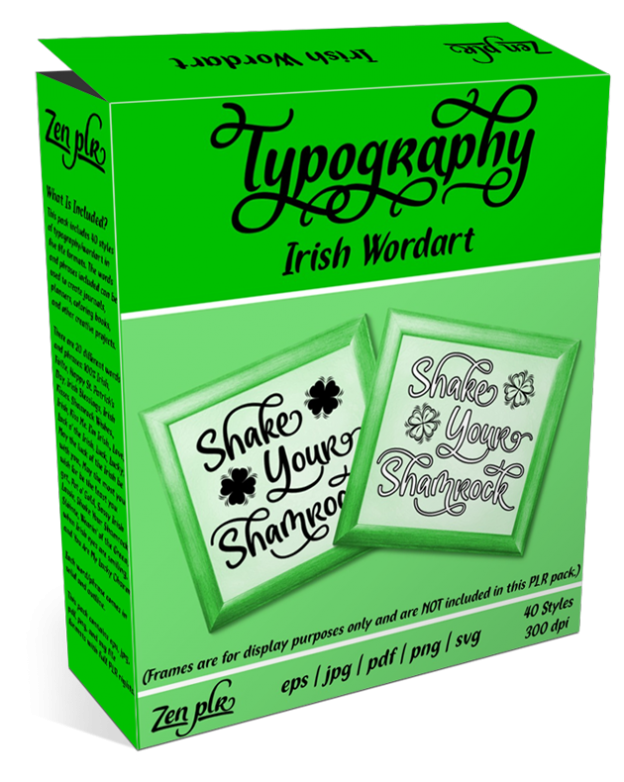 Zen PLR Typography Irish Wordart Product Cover