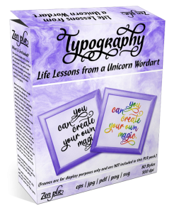 Zen PLR Typography Life Lessons from a Unicorn Wordart Product Cover