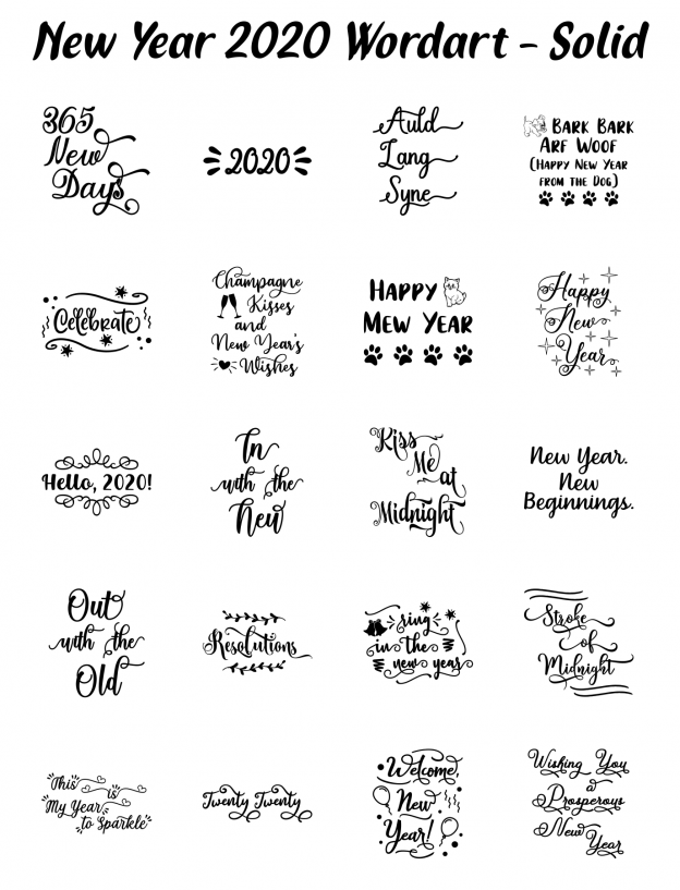 Zen PLR Typography New Year 2020 Wordart Solid