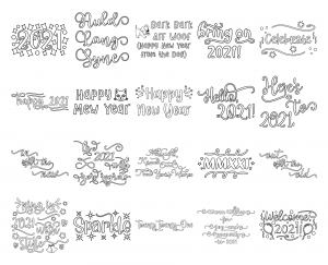 Zen PLR Typography New Year 2021 Wordart Outline