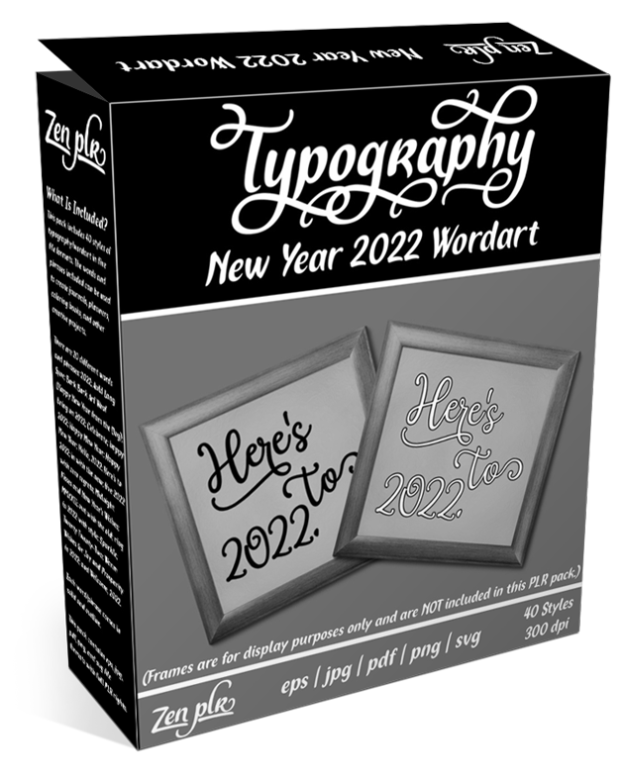 Zen PLR Typography New Year 2022 Wordart Product Cover