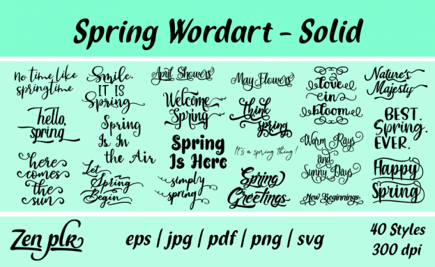 Zen PLR Typography Spring Wordart Solid